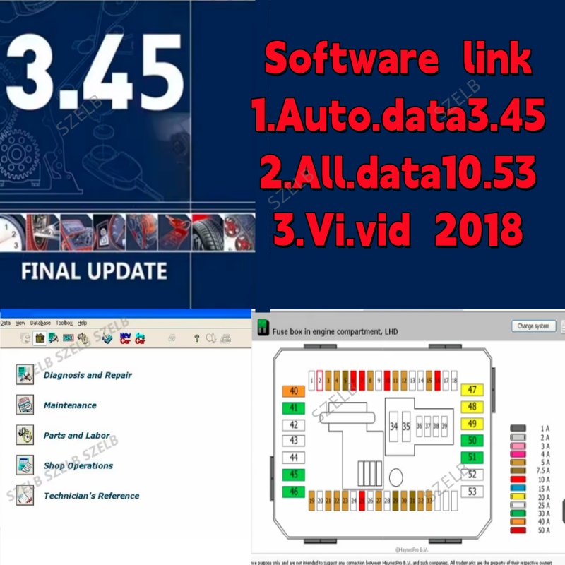 Auto Repair Shop Software - ซอฟต์แวร์ซ่อมรถยนต์รุ่นใหม่ล่าสุด Autodata 3.45+alldata 10.53+vivid 2018（hay nes