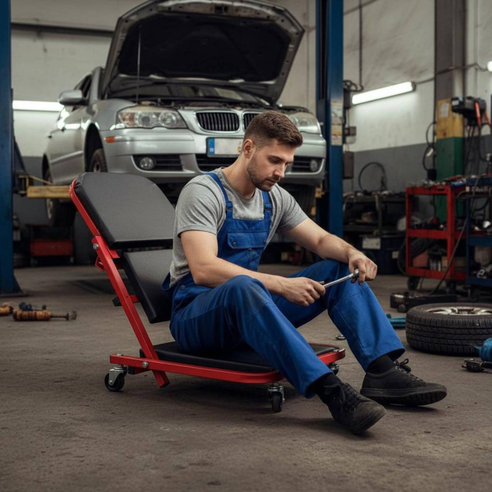 เบาะนั่งช่างแบบพับได้ หนานุ่ม  - Garage Creeper Roller บทวิจารณ์และราคา